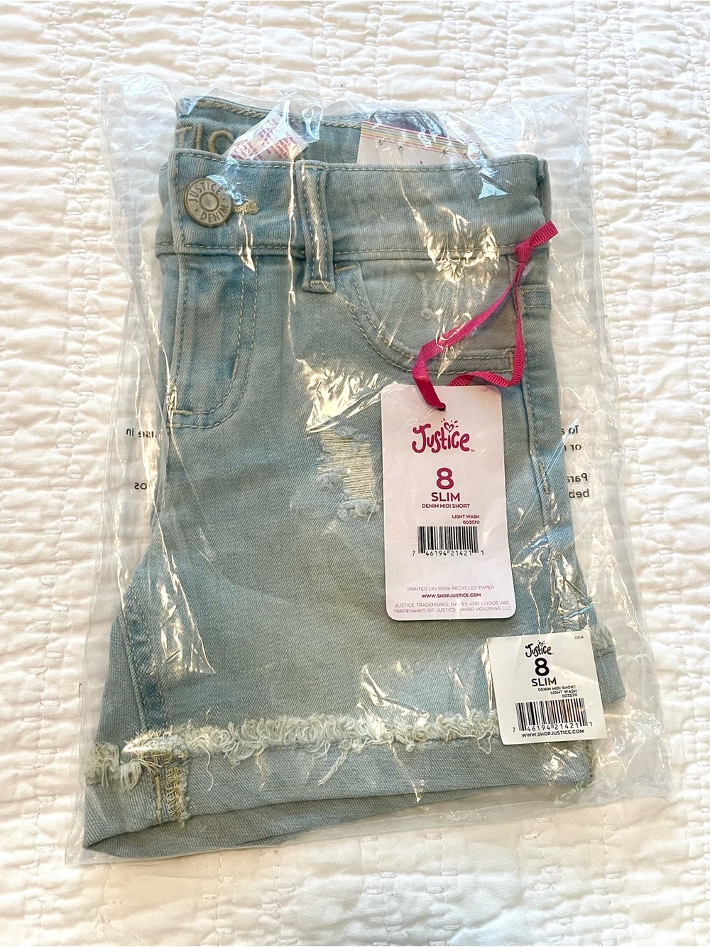 Justice Girls' Light Wash Slim Jeans - Size 8